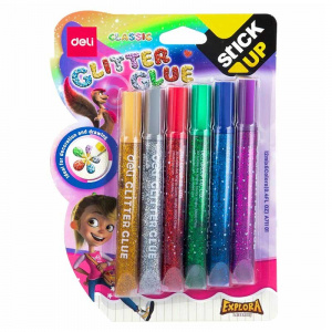 DELI A71101 GLITTER GLUE 12ML 6 COLORS