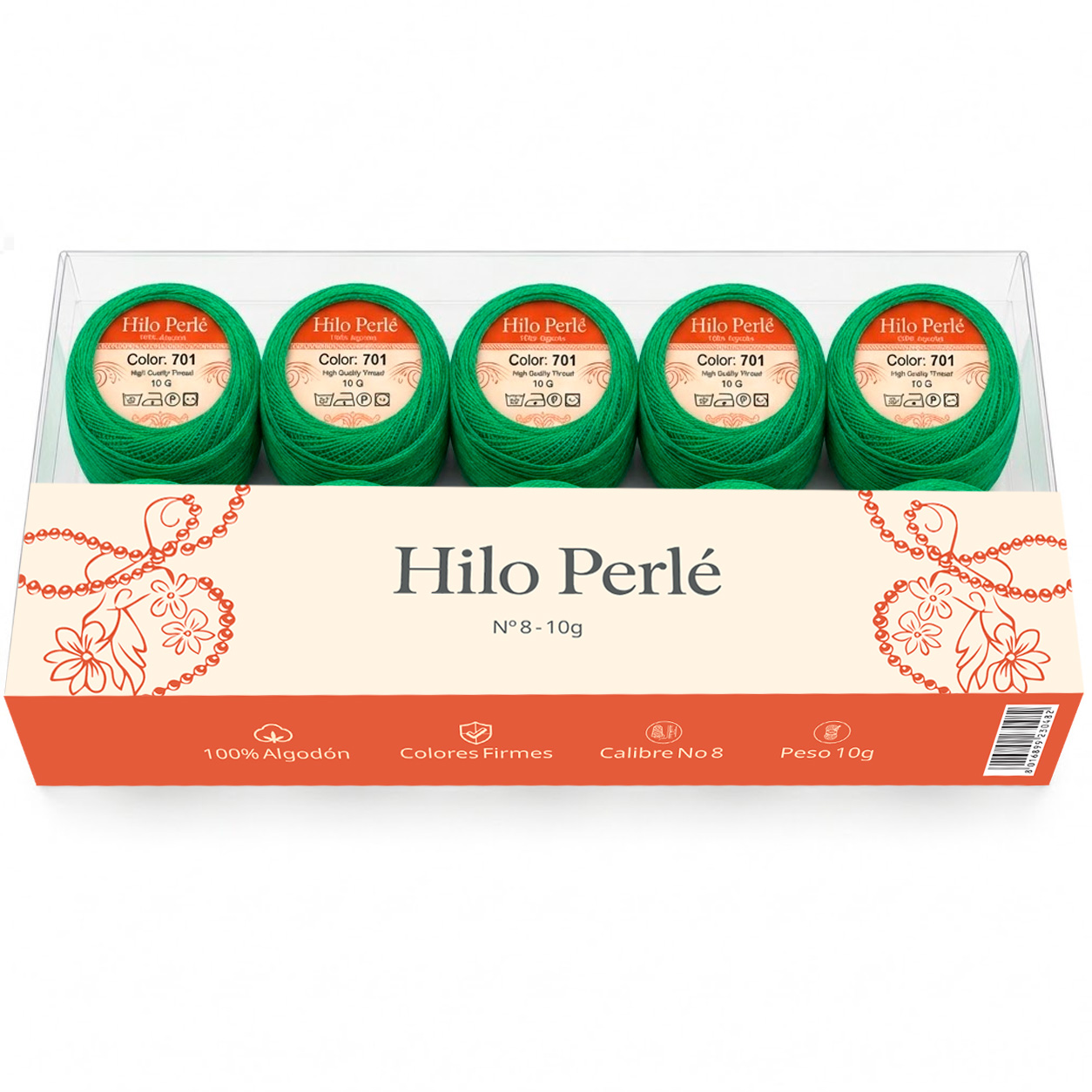 Hilo perlé para bordar #8 100% algodón Color Verde - 701 - 10 gramos por ovillo (Caja por 10 Ovillos) Hilo perlé para bordar #8 100% algodón Color Verde - 701 - 10 gramos por ovillo (Caja por 10 Ovillos)