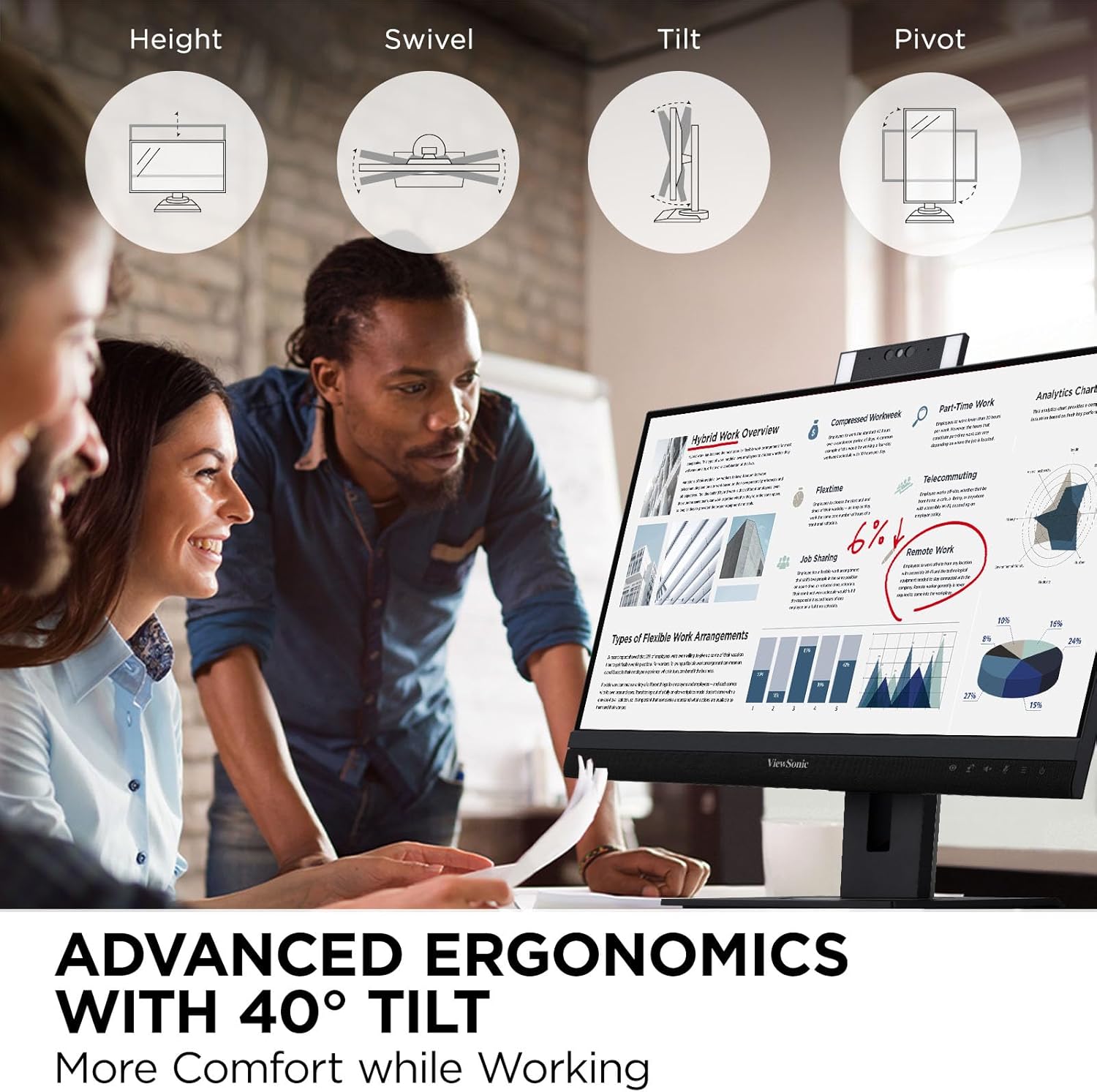 ViewSonic Video Conferencing Docking Monitor with Windows Hello Compatible IR Webcam