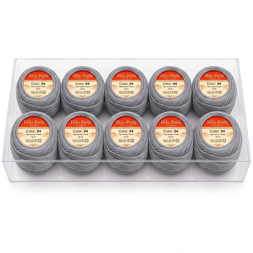 Hilo perlé para bordar #8 100% algodón Color Gris Oscuro - 04 - 10 gramos por ovillo (Caja por 10 Ovillos) Hilo perlé para bordar #8 100% algodón Color Gris Oscuro - 04 - 10 gramos por ovillo (Caja por 10 Ovillos)