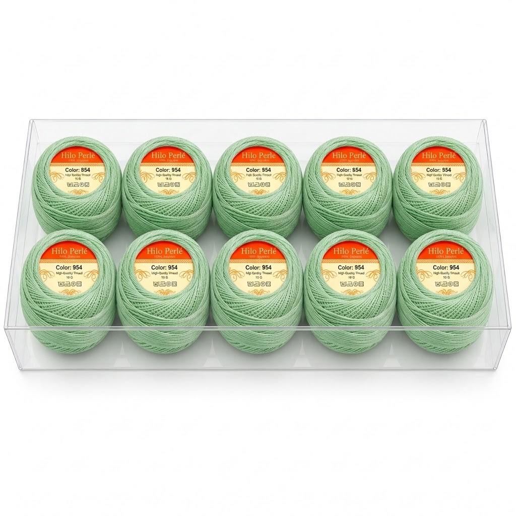 Hilo perlé para bordar #8 100% algodón Color Verde Menta - 954 - 10 gramos por ovillo Hilo perlé para bordar #8 100% algodón Color Verde Menta - 954 - 10 gramos por ovillo