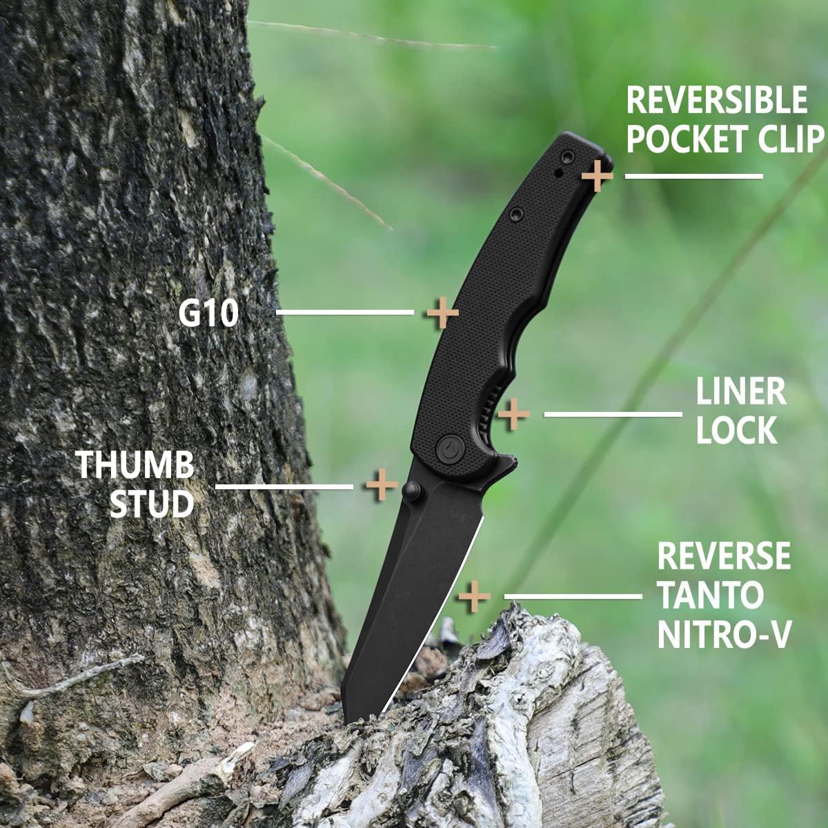 CIVIVI P87 Folder EDC Knife 2.9-in Nitro-V Reverse Tanto