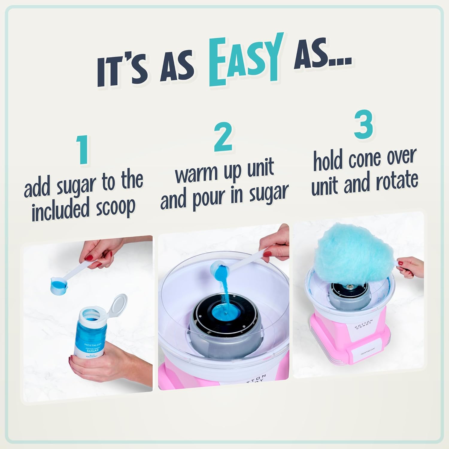 NOSTALGIA Cotton Candy Flossing Sugar Party Kit (3-Pack)