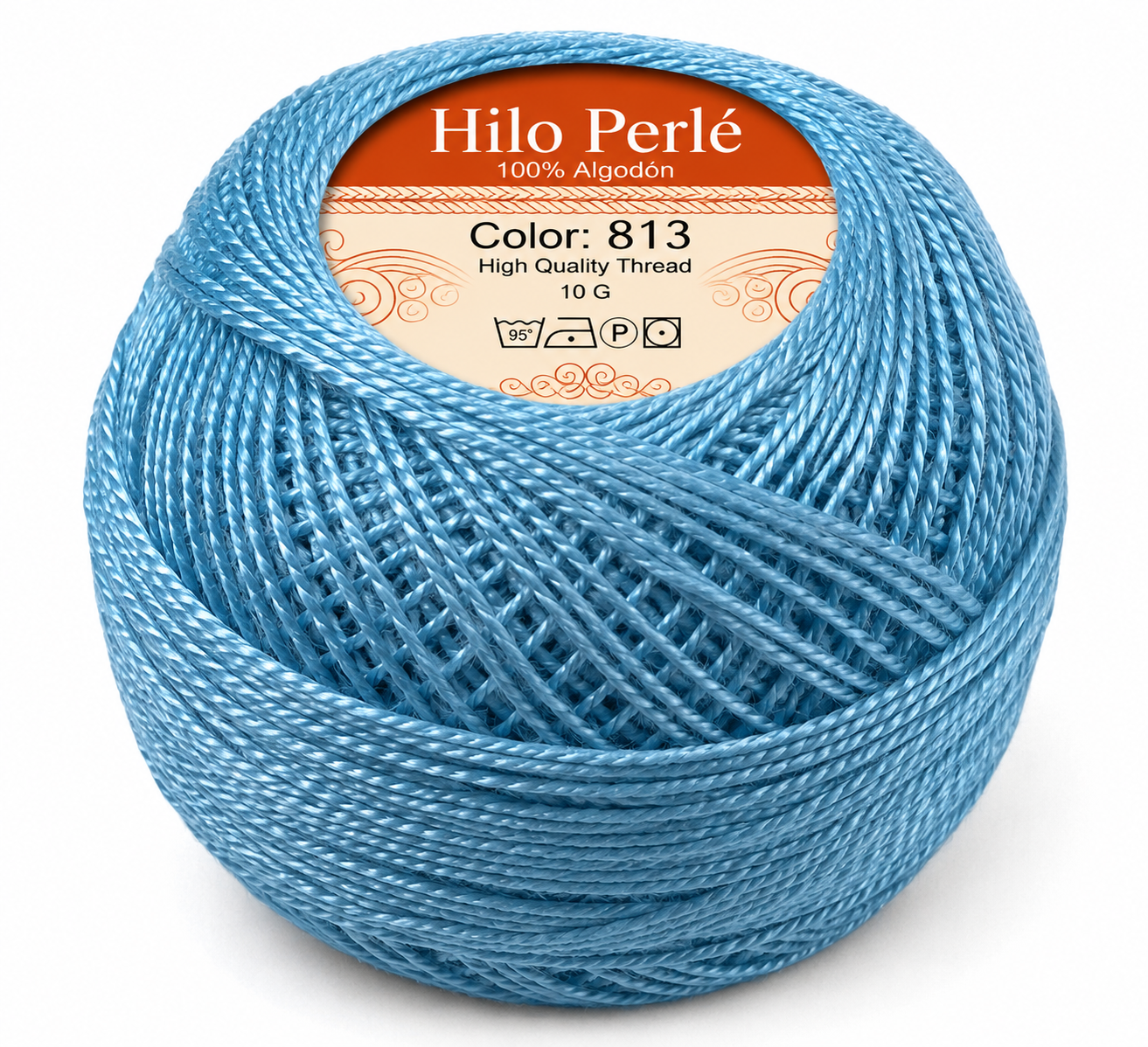 Hilo perlé para bordar #8 100% algodón Color Azul Celeste - 813 - 10 gramos por ovillo (Caja por 10 Ovillos) Hilo perlé para bordar #8 100% algodón Color Azul Celeste - 813 - 10 gramos por ovillo (Caja por 10 Ovillos)