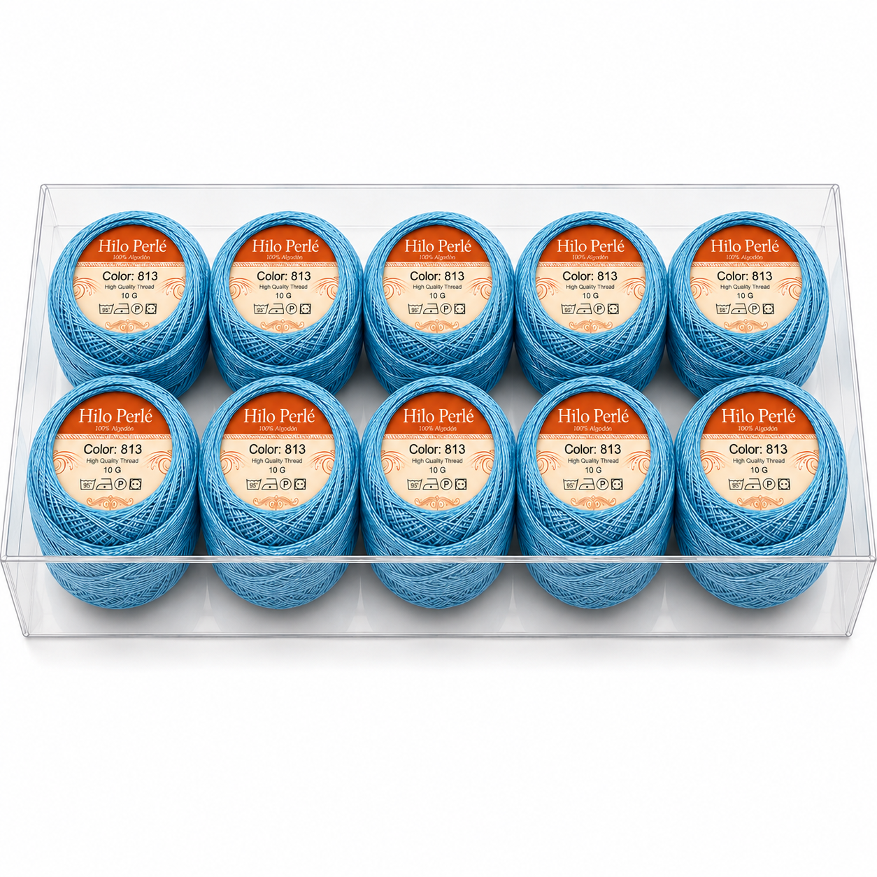 Hilo perlé para bordar #8 100% algodón Color Azul Celeste - 813 - 10 gramos por ovillo (Caja por 10 Ovillos) Hilo perlé para bordar #8 100% algodón Color Azul Celeste - 813 - 10 gramos por ovillo (Caja por 10 Ovillos)