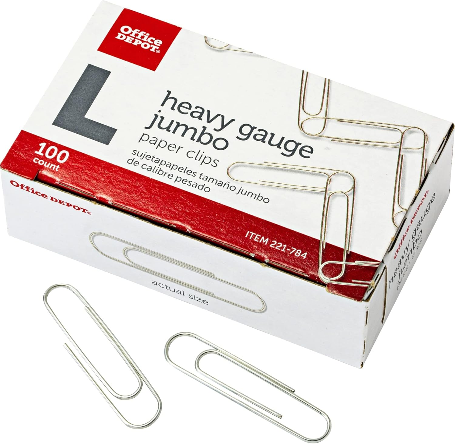 Office Depot Brand Paper Clips, 500 Total, Jumbo, Silver, 100 Per Box, Pack Of 5 Boxes