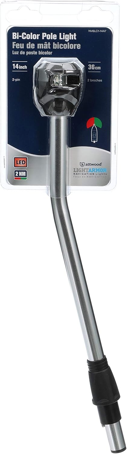 Attwood NV6LC1-14A7 Bi-Color LED Plug-in Pole Navigation Bow Light, 14-Inch