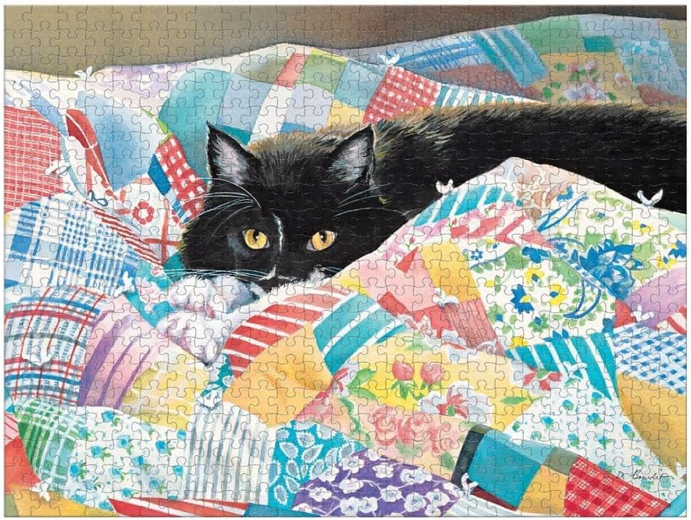 LANG Grandma's Quilt Cat 500 Piece Jigsaw Puzzle