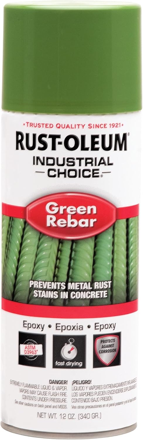 Rust-Oleum Industrial Choice RB1600 System Green Rebar Epoxy Spray Paint, 12 oz