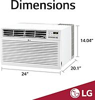LG 11,200 BTU Through the Wall Air Conditioner, 230/208V, Cools 550 Sq.Ft. for Bedroom, Living Room, Apartment, with Remote