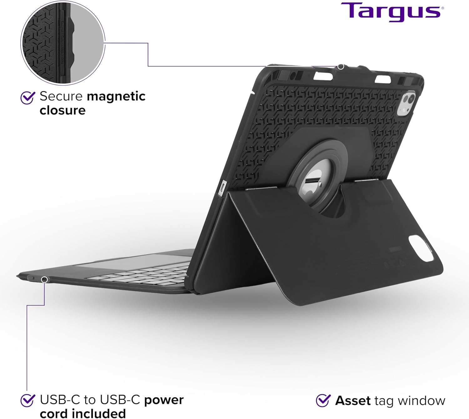 Targus VersaVu Bluetooth Keyboard Case for iPad Pro 13-inch (M4) – 360 Degree Rotation, Backlit Keys, Multi-Touch Trackpad