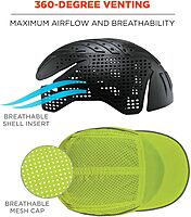 Ergodyne Skullerz 8955 Lightweight Bump Cap Hat, Baseball Style, Long Brim