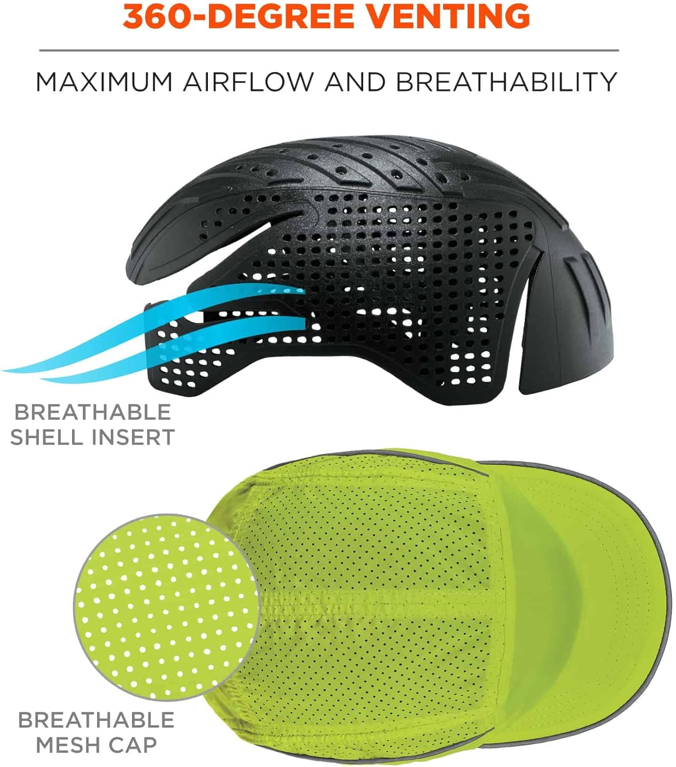 Ergodyne Skullerz 8955 Lightweight Bump Cap Hat, Baseball Style, Long Brim