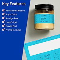 AVERY Printable Rectangle Labels, Sure Feed Technology, 1-1/2" x 7-1/2", Bright Blue, Print-to-the-Edge, Laser/Inkjet Printable