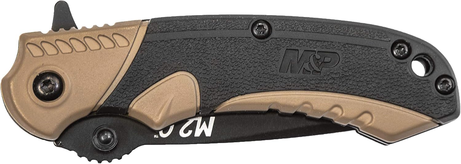 Smith & Wesson M&P M2.0 6.1in S.S Ultra-Glide Folding Knife with2.75in Drop Point Blade and Aluminum/Nylon FDE Handle