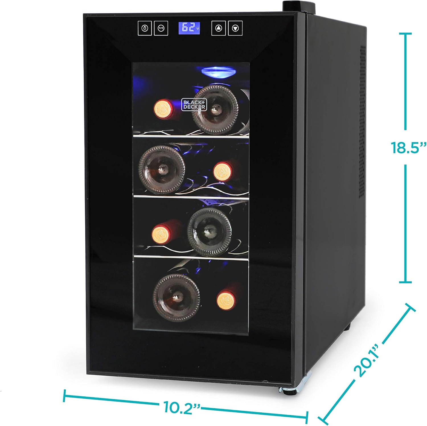 BLACK+DECKER Thermoelectric Wine Fridge with Triple-Pane Clear Glass Door