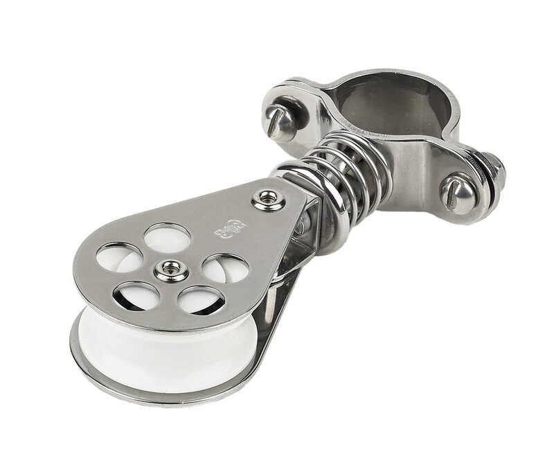 Schaefer 3 Series Stanchion Furling Lead Block with Spring, Stainless Cage, Delrin Ball Bearing Sheave,grey