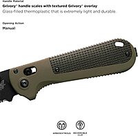 Benchmade - Redoubt Serrated Folding Knife with Ranger Green/Forest Grivory Handle (431SBK-1)