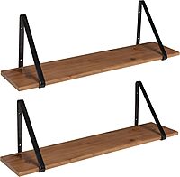KATE AND LAUREL Soloman Wooden Floating Shelves with Metal Brackets