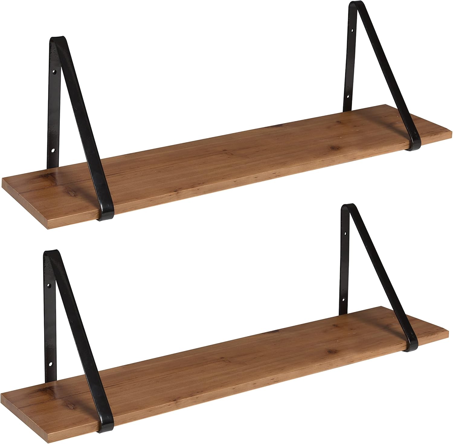 KATE AND LAUREL Soloman Wooden Floating Shelves with Metal Brackets
