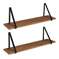 KATE AND LAUREL Soloman Wooden Floating Shelves with Metal Brackets