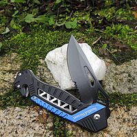 Smith & Wesson SW608BLS 8.5in High Carbon S.S. Folding Knife with 3.4in Serrated Drop Point Blade and Aluminum Handle for Tactical, Survival and EDC