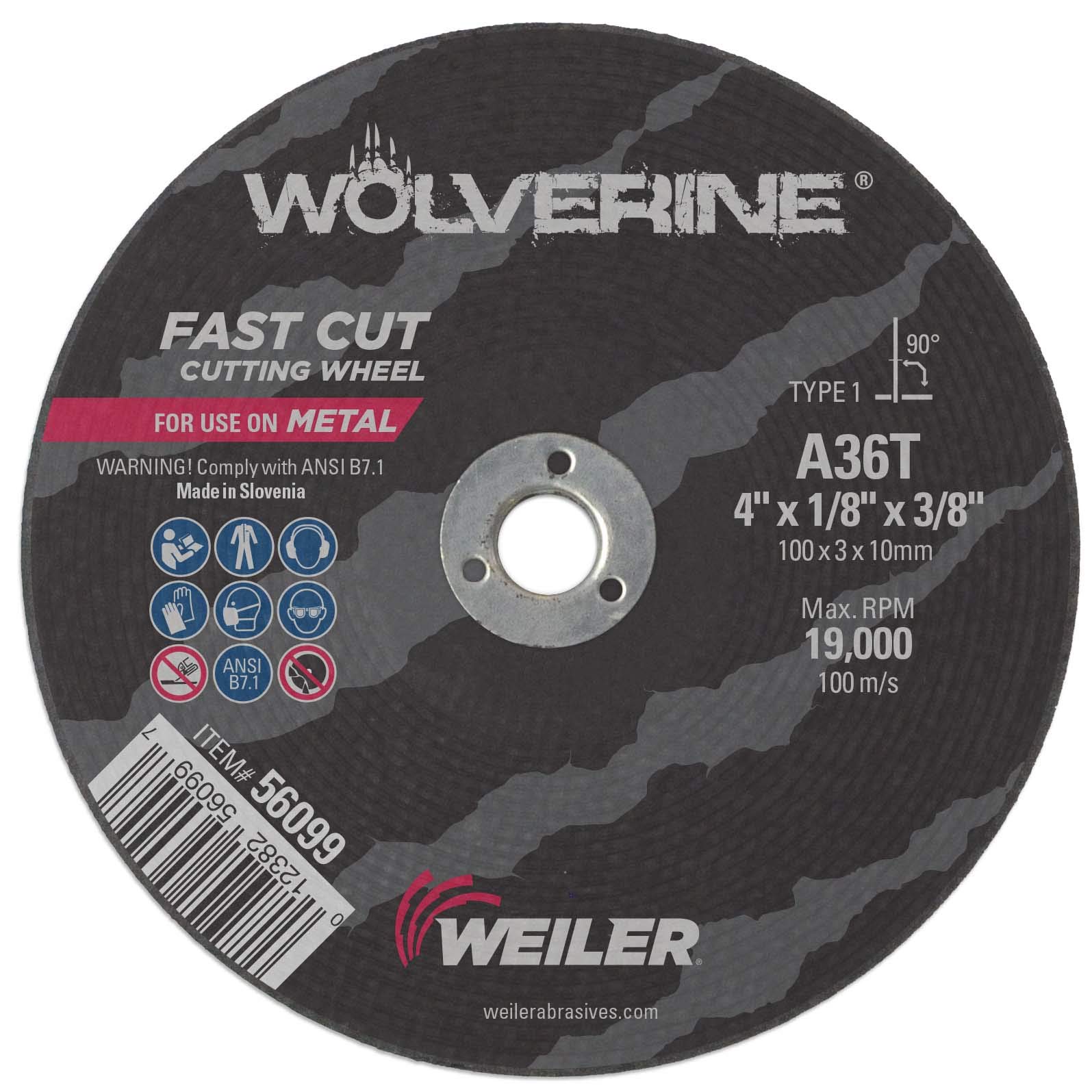 Weiler 56099 4-Inch Cutting Wheel, Wolverine AO Steel/Metal Fast Cut, Value Cutting