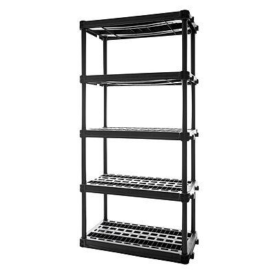 Plano 5-Shelf Plastic Storage Shelves, 73” x 36” x 18”, 750lb Capacity, Pantry, Office, Closet and Garage Shelves