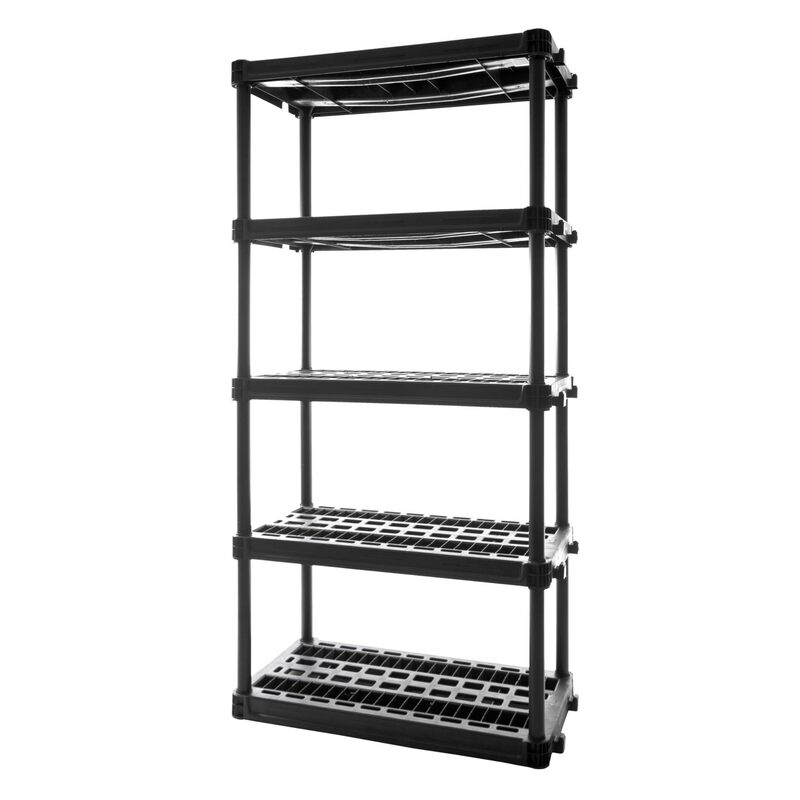 Plano 5-Shelf Plastic Storage Shelves, 73” x 36” x 18”, 750lb Capacity, Pantry, Office, Closet and Garage Shelves