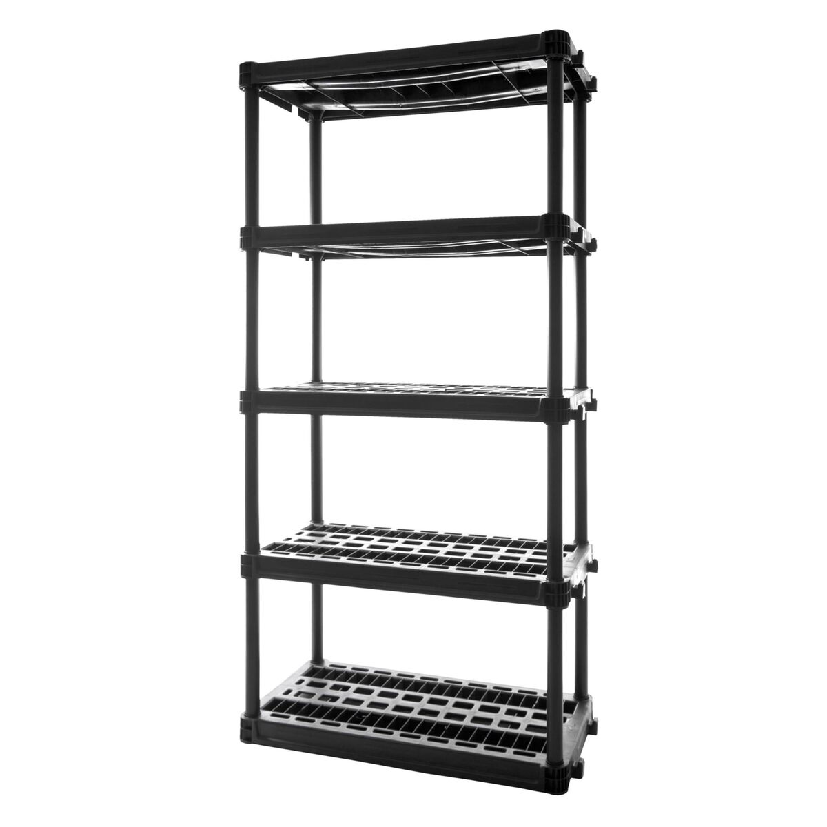Plano 5-Shelf Plastic Storage Shelves, 73” x 36” x 18”, 750lb Capacity, Pantry, Office, Closet and Garage Shelves