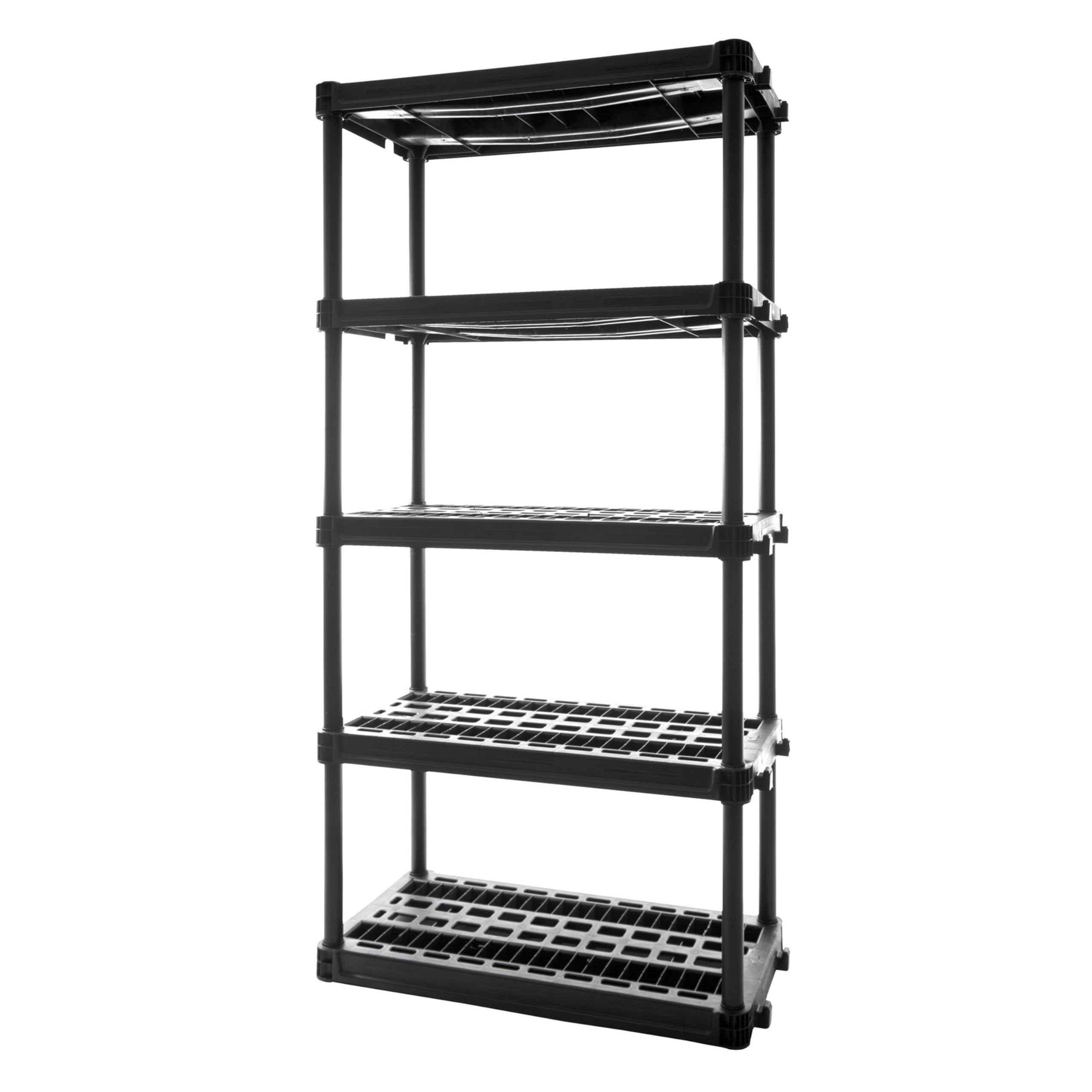 Plano 5-Shelf Plastic Storage Shelves, 73” x 36” x 18”, 750lb Capacity, Pantry, Office, Closet and Garage Shelves