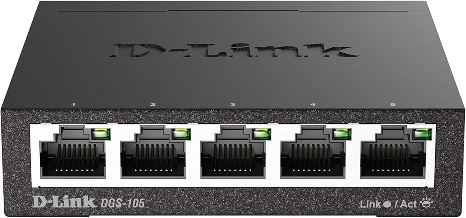 D-Link Gigabit Unmanaged Metal Fan-Free Desktop/Wall-Mount Switch