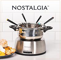 Nostalgia 6-Cup Electric Fondue Pot Set for Cheese & Chocolate - 6 Color-Coded Forks