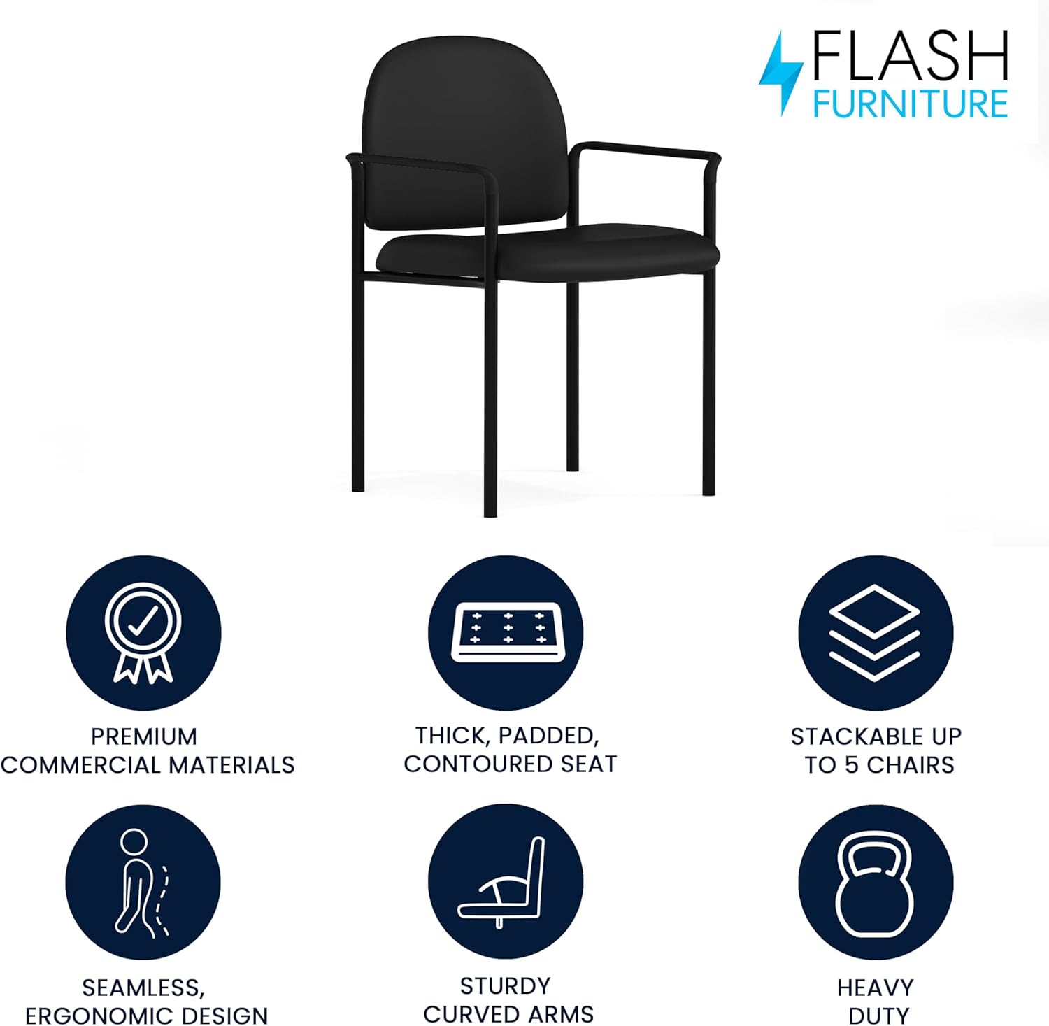 Flash Furniture Tiffany Side Reception Chair with Arms, Stackable Steel Frame