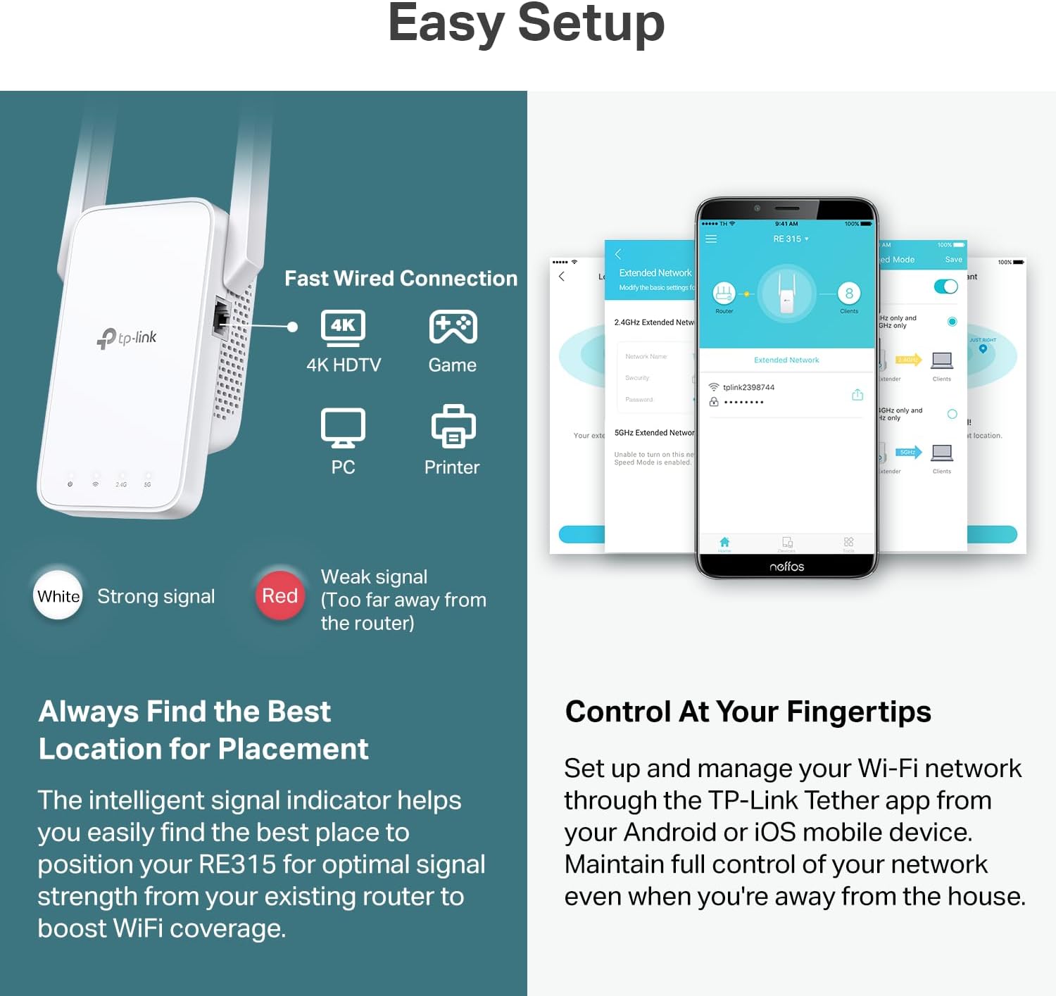 TP-Link AC1200 WiFi Extender, 2025 Wirecutter Best WiFi Extender, 1.2Gbps home signal booster, Dual Band 5GHz/2.4GHz