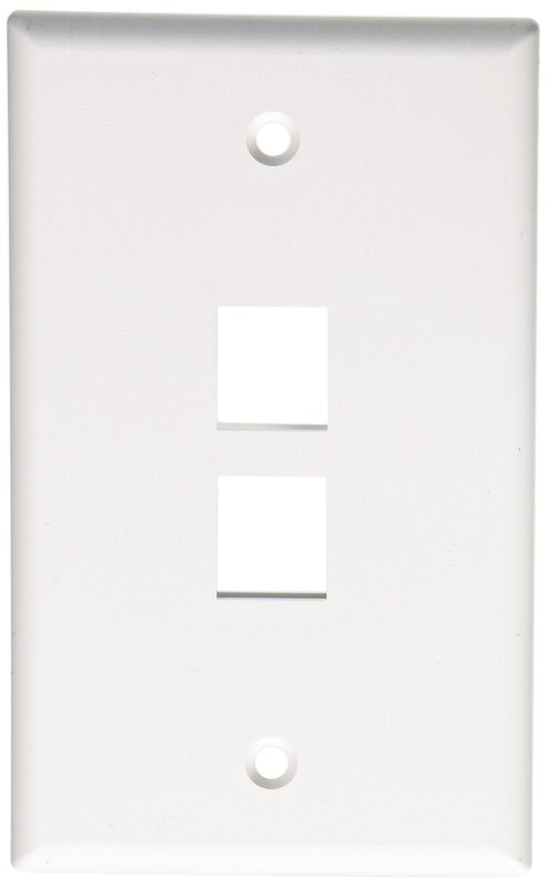Leviton Quickport Wallplate, Single Gang, 2-Port, 41080-2WP, White 1 Count (Pack of 1) 2-Port