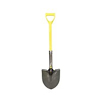Nupla Ergo Round Point Garden Shovel Spade with Durable 27 inch Fiberglass Handle and 14 Gauge Heavy Duty Blade