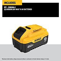 DEWALT 20V MAX 6 Ah Lithium Ion Battery 2-Pack (DCB206-2)