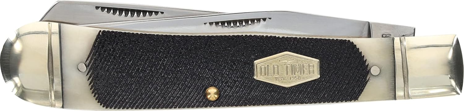 Old Timer 95OTB Genuine Bone Large Gunstock Trapper 7.3in S.S. Traditional Folding Knife with 3.1in Clip Point and Bone