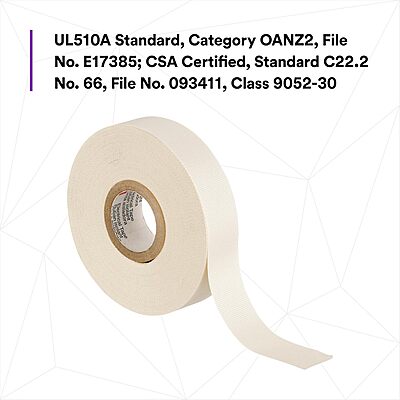 3M Glass Cloth Electrical Tape 27, 3/4 in x 66 ft, 1 Roll, Non-Corrosive Adhesive, Pressure Sensitive, High Temperature