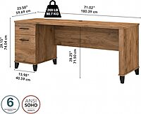 Bush Furniture Somerset 72W Office Desk with Drawers