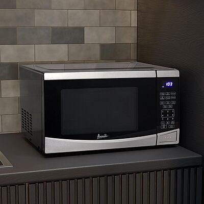 Avanti MT09V3S Microwave Oven 900-Watts Compact with 10 Power Levels and 6 Pre Cooking Settings, Speed Defrost, Electronic Control Panel and Glass Turntable, 0.9-Cu.Ft, Stainless Steel