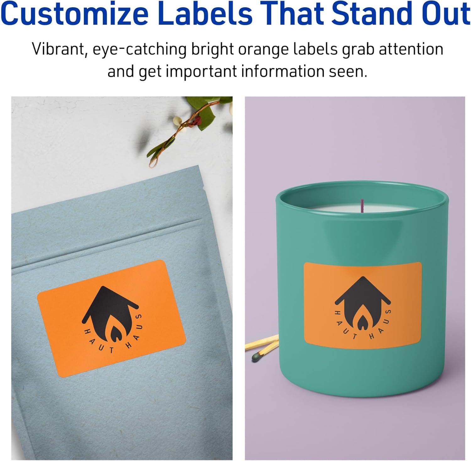 Avery Printable Rectangle Labels, Sure Feed Technology, 2" x 3.75", Bright Orange, Print-to-The-Edge, Laser/Inkjet Printable