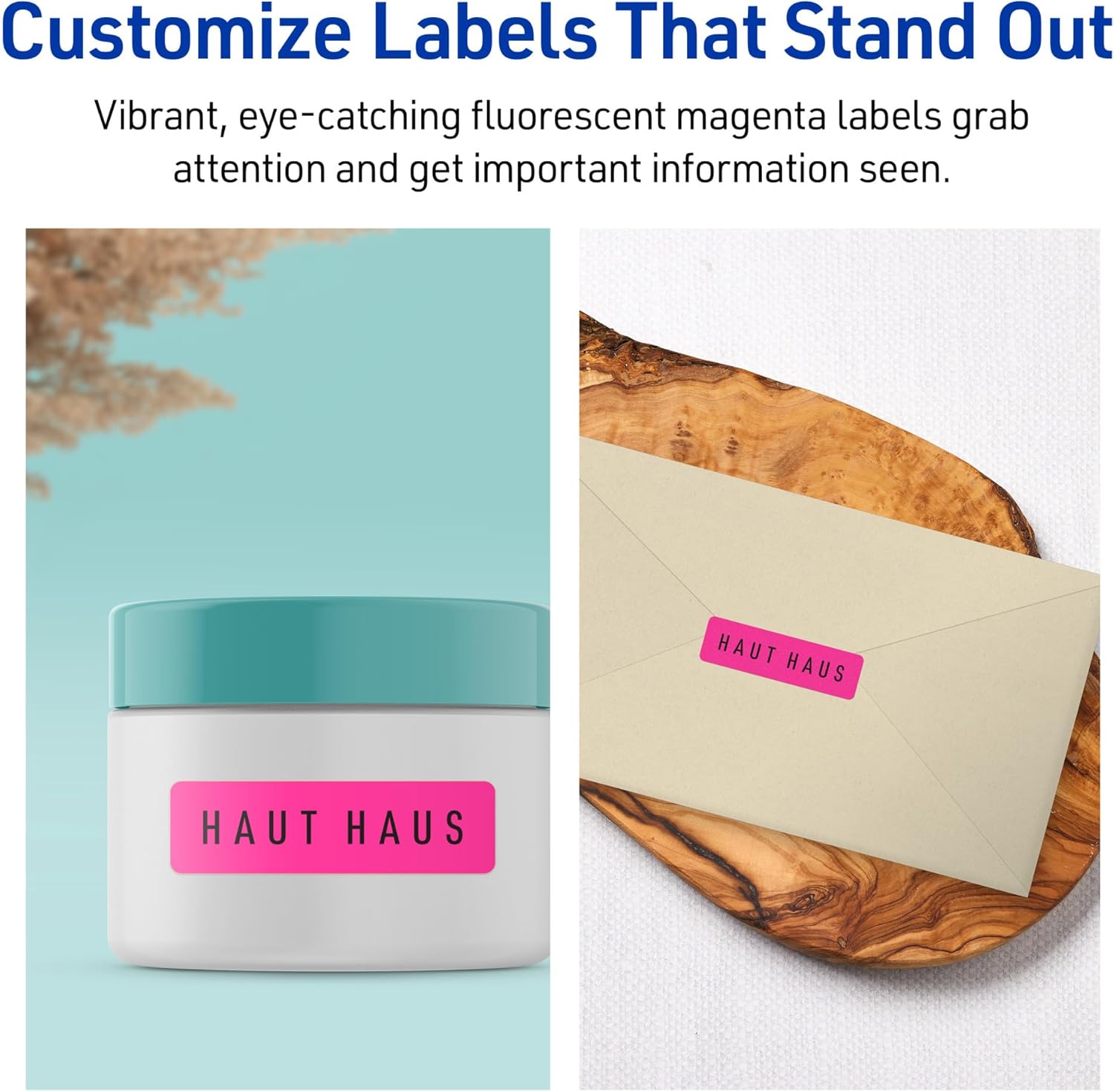 Avery Printable Rectangle Labels, Sure Feed Technology, 1-1/4" x 1-3/4", Neon Magenta, 320 Total