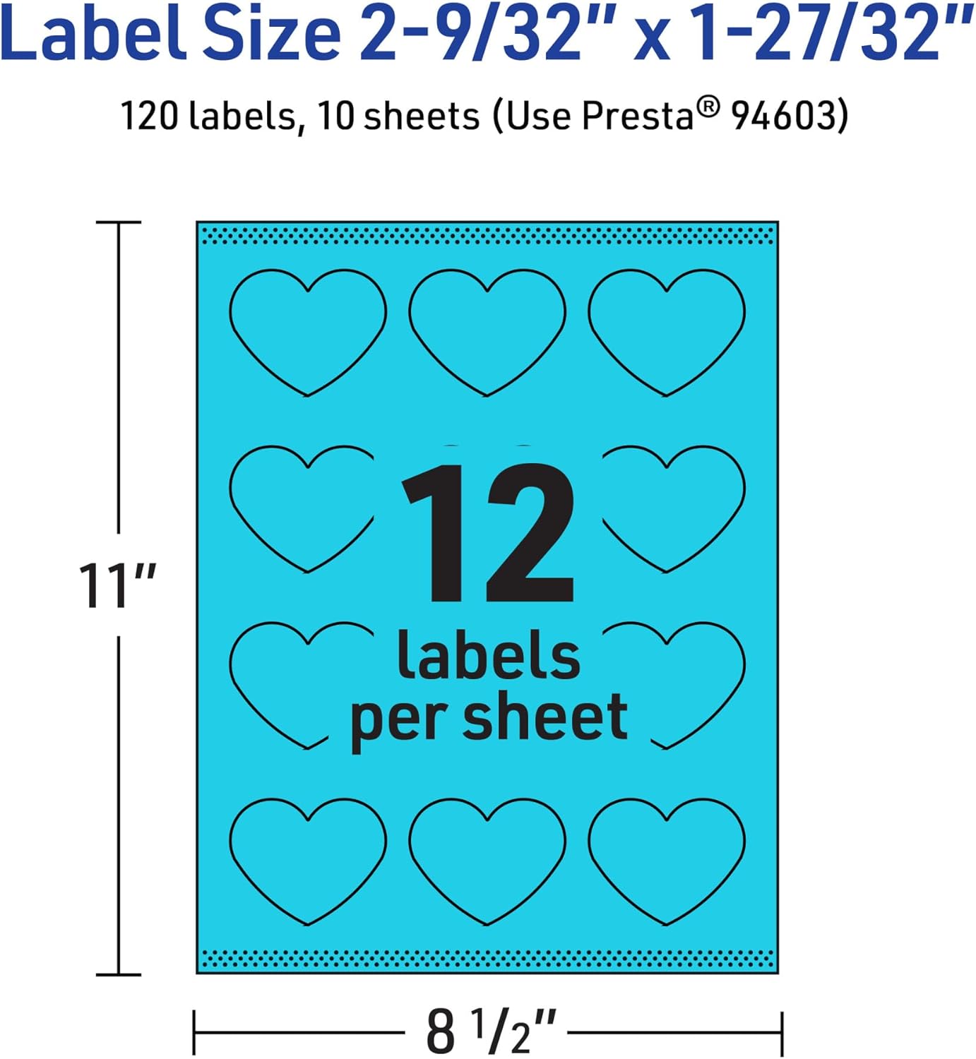 AVERY Printable Heart Labels, Sure Feed Technology, Print-to-The-Edge, Laser/Inkjet Printable