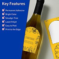 Avery Printable Arched Labels, Sure Feed Technology, 4-3/4" x 3-1/2", Bright Yellow Labels, Print-to-The-Edge, Laser/Inkjet Printable, 40 Total, Great for Shipping and Wine Bottles