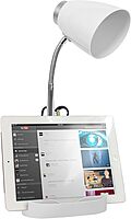 Simple Designs LD1002-WHT Gooseneck Organizer Desk Lamp with iPad Tablet Stand Book Holder, White White 1