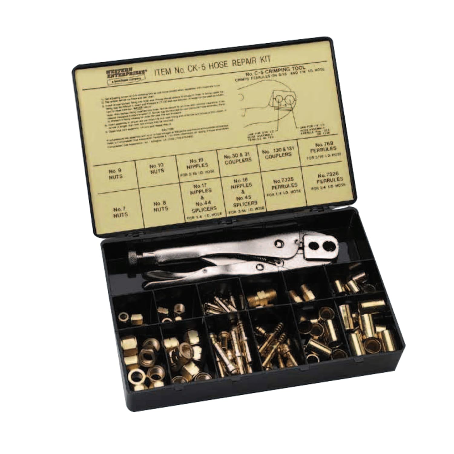Western Enterprises CK-6 Other Hose Repair Kits, Fittings, Crimping Tool, Full Color Label/Description Chart, 0.5 Length