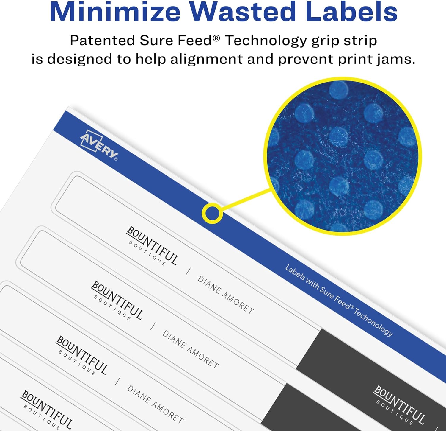 Avery Matte White Removable Rectangle Labels, Sure Feed Technology, Print-to-The-Edge, 1.5 x 7.5