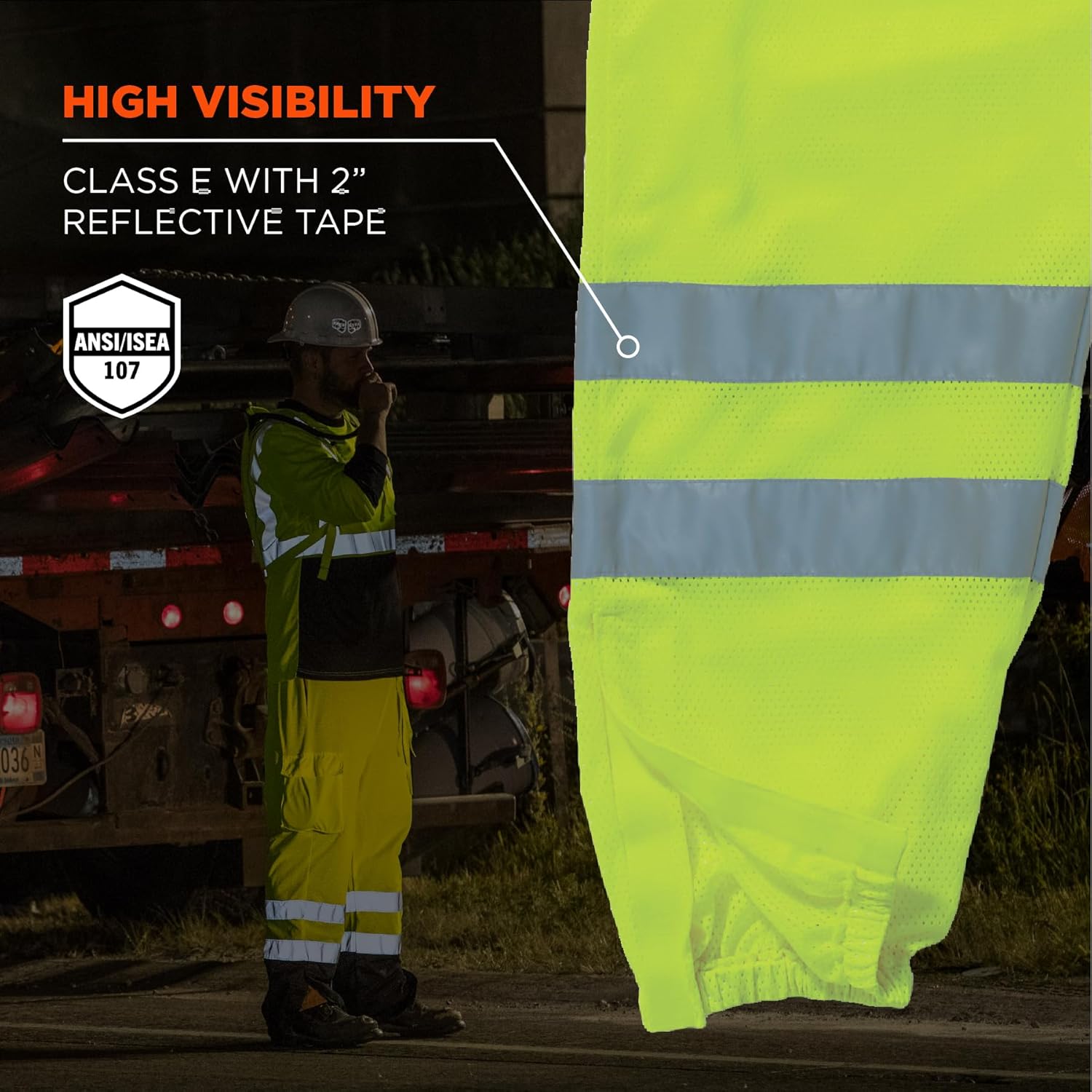 Ergodyne GloWear 8910 Class E ANSI High-Visibility Lime Reflective Safety Pants